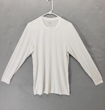 Uniqlo Heattech Shirt Mens Large White Long Sleeve Crew Neck Thermal Base Layer