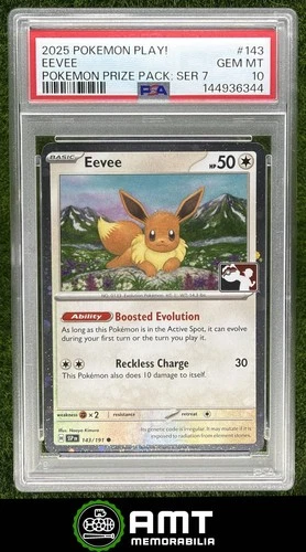 Eevee PSA 10 2025 Pokemon Play Prize Pack Series 7 Surging Sparks #143/191 6344