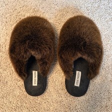 Steve Madden Brown Faux Fur Slip-On Slippers Women's Size 10