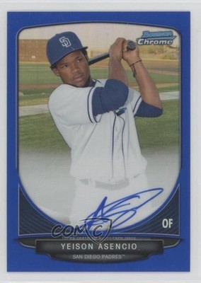 2013 Bowman Chrome Prospects Blue Refractor /150 Yeison Asencio #BCA-YA Auto 0ed