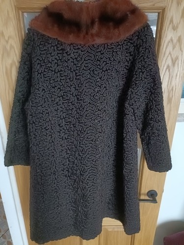 Vintage Astra Furs Paris Astrakhan Coat Fur Collar Size 14 1950/60 soldel model - Picture 11 of 18