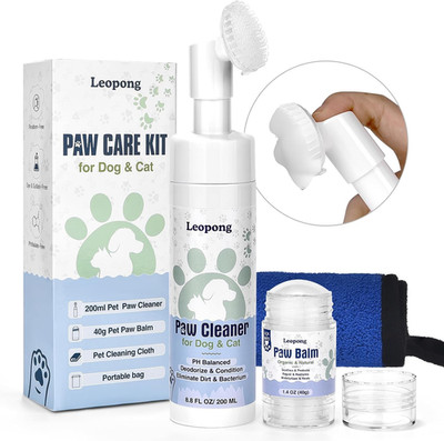 Leopong Dog Paw Care Kit - Protector for Pet Foot Washer Care（1 Pack Cleaner, 1