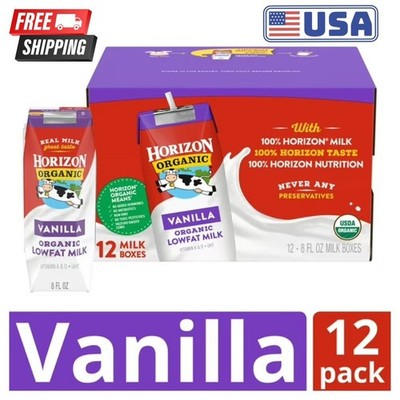 Horizon Organic Shelf Stable 1% Lowfat Vanilla Milk Boxes, 8 fl oz, 12 Count