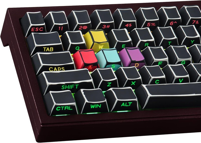 Sunzit PBT Custom Keycaps 128 Keys Cherry Profile Key caps Dye-Sub Sketch Black