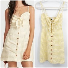Faithfull The Brand Womens Yellow Gingham Linen Rodeo Cottagecore Mini Dress S