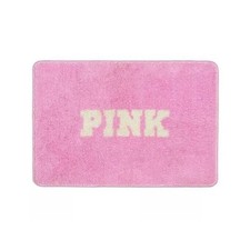 Victoria’s Secret PINK White BATH MAT Plush & Cozy Graphic BATHMAT RUG 25x17 NEW