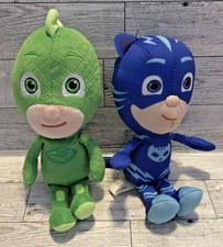 PAIR OF PJ MASKS PLUSHES GEKKO CAT BOY STUFFED ANIMALS JUST PLAY 8" Plush