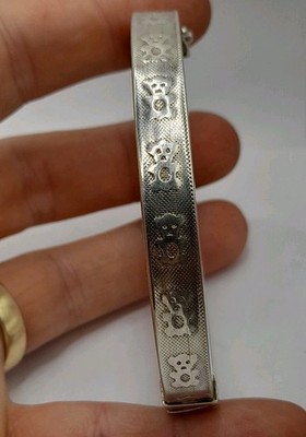 Italienischer Sterling 925 Silber Teddybär Muster Armreif - Maße auf Bildern