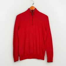 Michael Kors Sweater Men's Medium Red Long Sleeve Quarter Zip Pullover Cotton