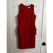 Michael Kors Sz 4 red sleeveless peplum dress Sheath Career Cocktail Party Lined