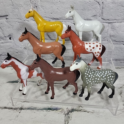 Vintage Solid Vinyl Model Horse Figures Lot Of 7 Mares Pinto Palomino Ponies