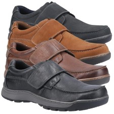 Mens Hush Puppies Casper Touch Fasten Slip On Smart Leather Shoes Sizes 6 to 12