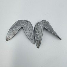 Vintage Silver Tone Western Floral Scroll Metal Shirt Collar Tips Pair Cowboy