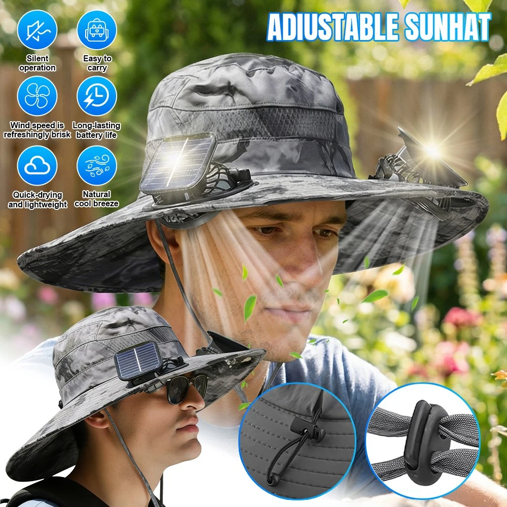 Unisex Outdoor Solar Powered Fan Wide Brim Hat with 2 Fans for Fishing Hiking
Opens in a new window