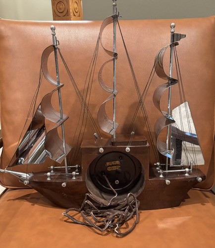 MASTER-CRAFTERS SAVANNAH WOOD & CHROME YANKEE CLIPPER SHIP SESSIONS MANTLE CLOCK - Picture 6 of 10