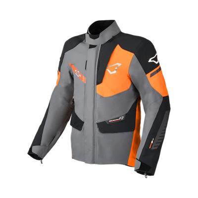 Macna Synchrone Motorrad Motorrad Textiljacke grau / orange / schwarz