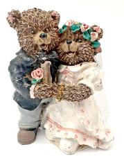 Hermitage Pottery Teddy Bear Bride Groom Wedding Figurine Resin Bears