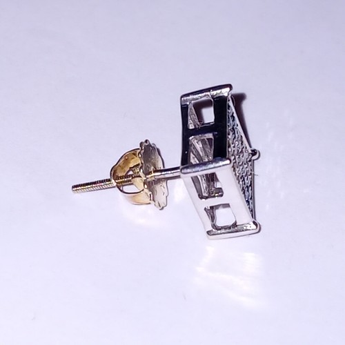 14k White Gold Diamond Stud Earring - Blue Yellow & White Natural Diamonds 1.4G - Picture 9 of 10