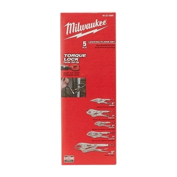 Kit de alicate de bloqueio Milwaukee Tool 48-22-3695 5 peças trava de torque - Imagem 2 de 2