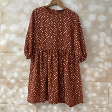 boohoo A-Line Dress Polka Dot Crepe Long Sleeve US 0