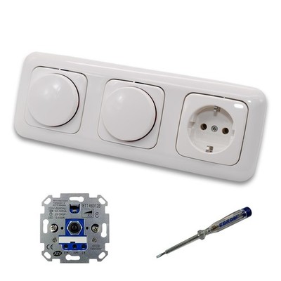 REV Ritter (2x) LED Dimmer Busch Jäger Steckdose in ReflexSi alpin glänzend