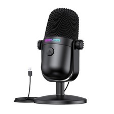 Gaming Microphone with Noise Cancellation Mute Button, USB Condenser Mic fo...