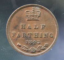 Great Britain, Half Farthing, 1843 coin