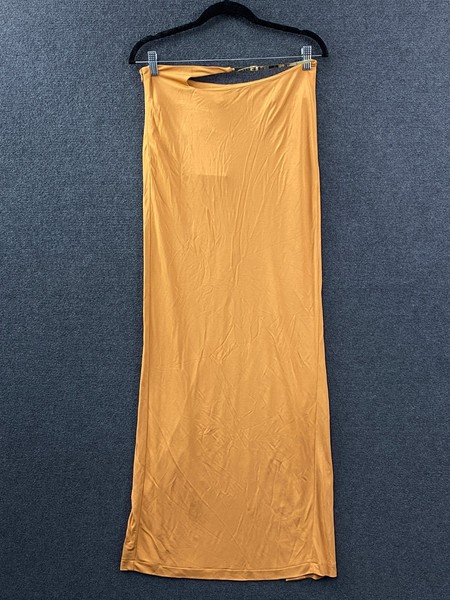 Christopher Esber Sculpted Buckle Strap Column Maxi Skirt Caramel Slit Sz 8 NWT