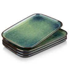 Stern Serving Platters Set of 4, 11 Inches Rectangular Ceramic Serving Plates...