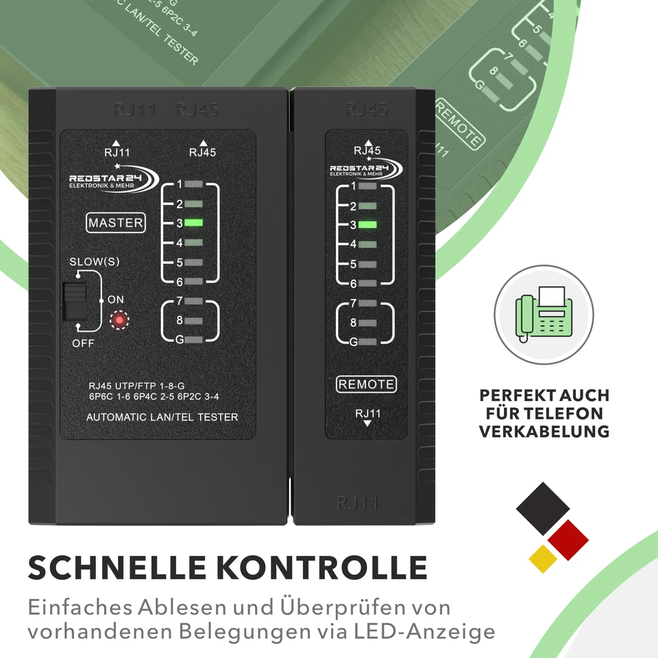 Netzwerktester RJ45/11 LAN Kabel Tester Netzwerk Prüfer ISDN DSL, CAT 4/5/6/7/8 - Bild 4 von 4