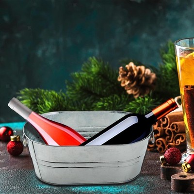 Eiskübel mit Griff Eishalter für Partys verzinkte Wanne Weineimer Bier