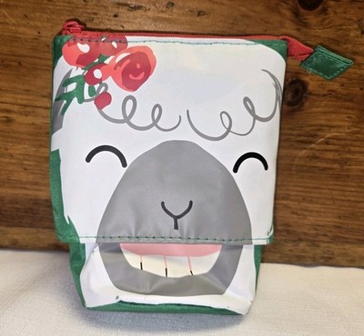 Thirty-One Hide & Peek Pouch Bag Holiday Llama Christmas Fa La La