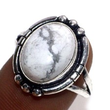 Howlite 925 Silver Plated Gemstone Handmade Ring US 8 Elegant Gift MJ