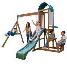 DIY Wilderness Point II Wooden Outdoor Playground Set with Slide Climbing Ladder
