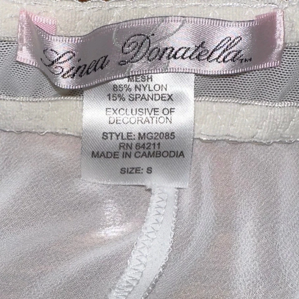 NUEVO CON ETIQUETAS Linea Donatella Marfil Nupcial Slip Babydoll Chemise Talla Pequeña Foto 3 de 4