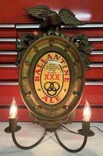 Vintage HTF Ballentine Ale XXX Lighted Beer Sconce Candelabra, Good Working Cond