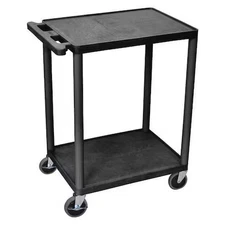Utility Cart With Lipped Plastic Shelves, Polyethylene, 300 Lb Load Capacity, 2