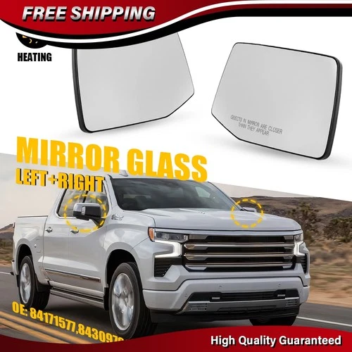 2X Heated Mirror Glass with Backing Plate For Chevrolet Silverado 1500 2019-2024
