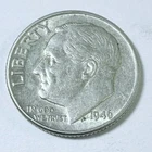 1946 P Roosevelt Dime 90% Silver Circulated Coin Free Shipping #8749