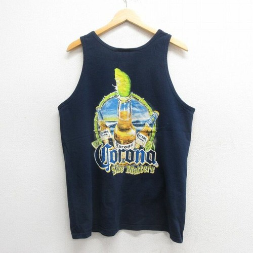LPreowned Vintage Tank Top Men's 00's Corona Cotton Navy 25may27 Used SSYR-0