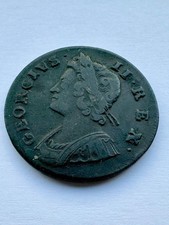 1739 Half Penny - George II British Copper Coin GOOD DETAIL*M-16
