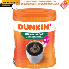 Dunkin' Donuts Decaffeinated Ground Coffee, Medium Roast 45 oz. FREE SHIPPING