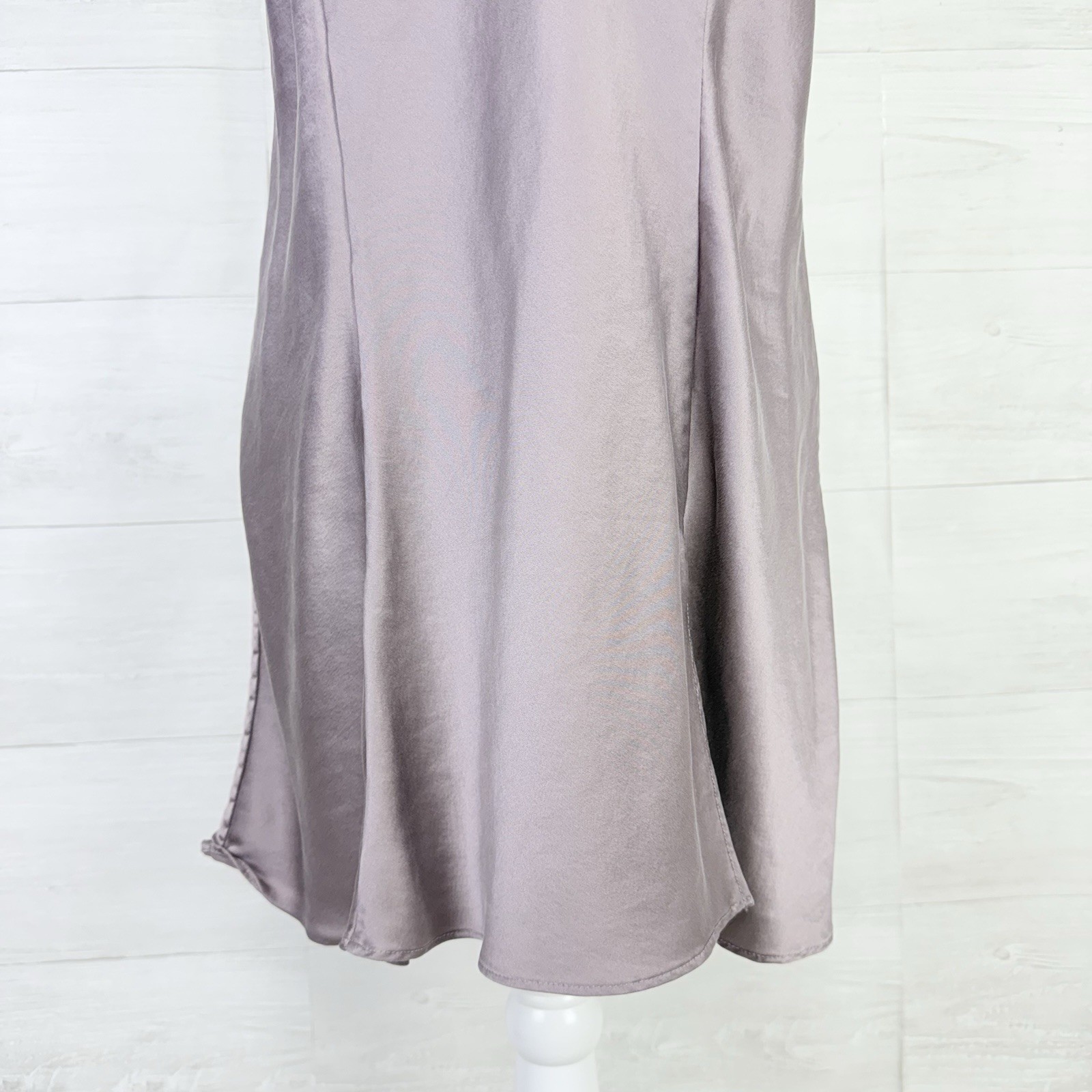 Victoria’s Secret Size Large 100% Silk Mini Slip Dress Satin Gray Side Slit Sexy