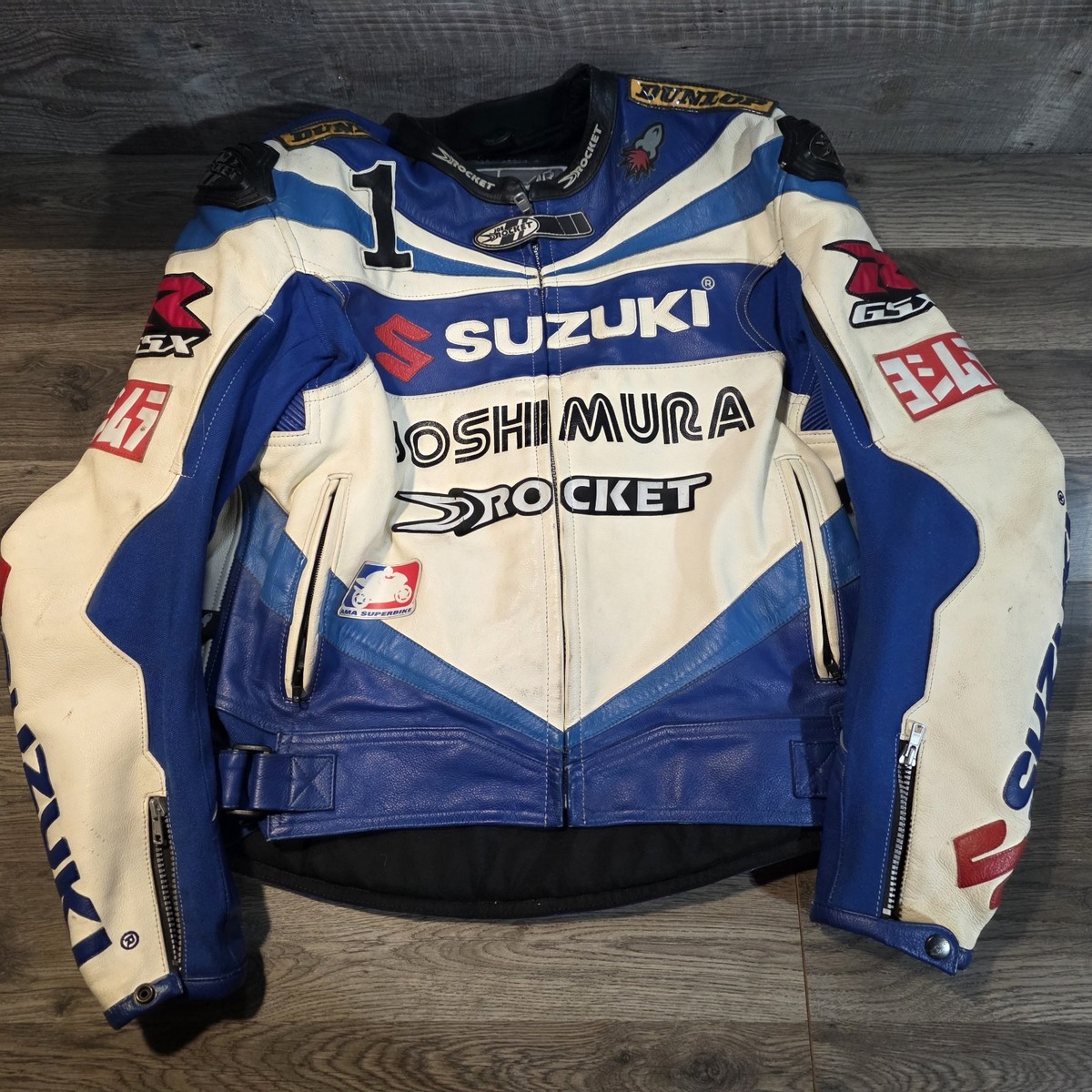VTG Joe Rocket Suzuki GSX-R Yoshimura Leather Motorcycle Jacket Sz