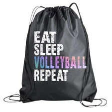 Volleyball Drawstring Bag for Girls Eat Sleep Volleyball Repeat Backpack Vol