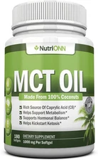MCT Oil - 3000mg Per Serving - 180 Softgels - Made from 100% Organic... 