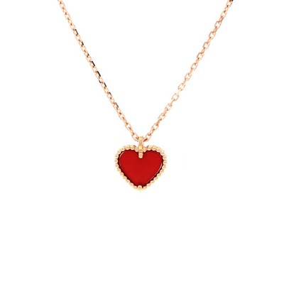 Van Cleef & Arpels Sweet Alhambra Heart Pendant Necklace 18K Rose Gold