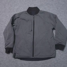 BYLT Jacket Mens Medium Gray Black Reversible Quilted Bomber Zip Pockets
