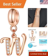 Customizable Initial W Charm Pendant in Sterling Silver & Birthstone Gift Ready