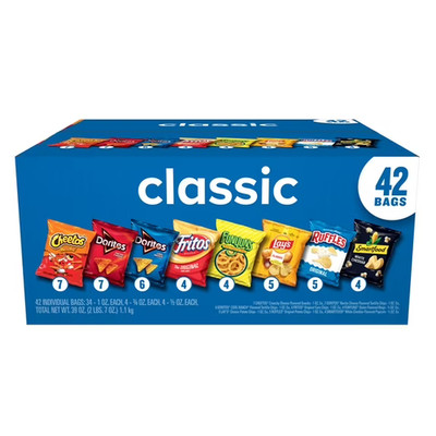 Frito Lay Classic Mix Chips Variety pack,Mega Size, 1 oz, 42 Count Free Shipping